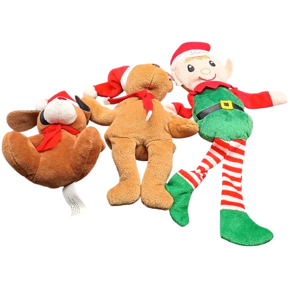 Holiday Plush Lot Ty Beanie Babies 1997 Teddy Bear Reindeer Dog Elf James Bundle